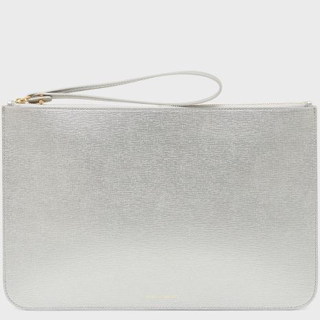 Women's Mansur Gavriel Large Zip Pouch Purses Silver | AU 582MRW